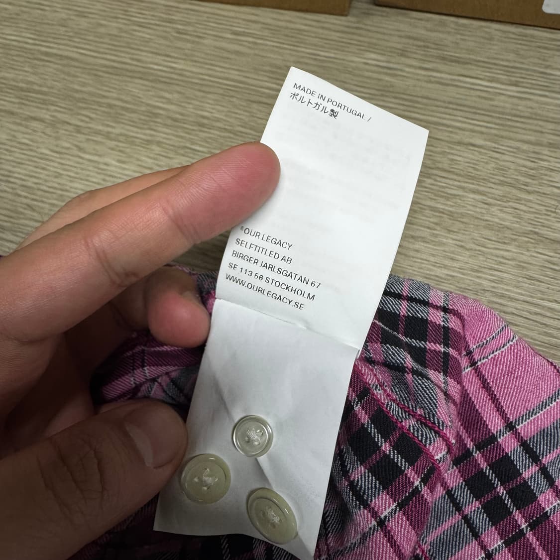 아워레가시 버로우드 셔츠 체크 핑크 48사이즈 상품이미지4