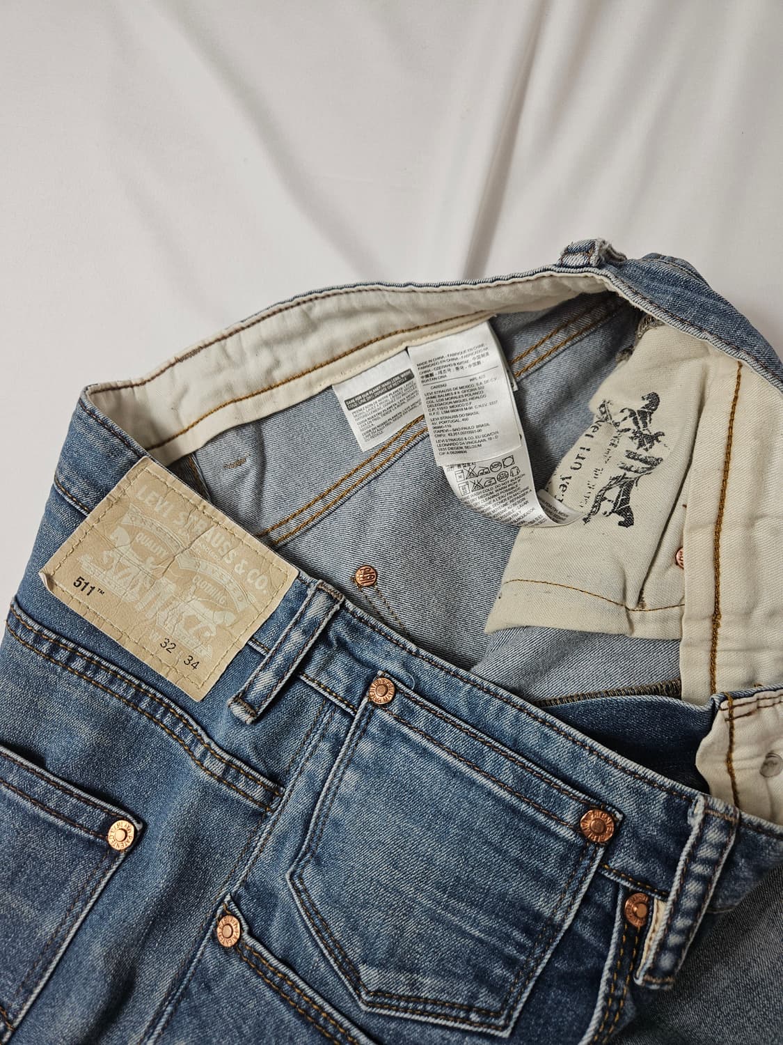 리바이스 511 워싱 크림탭 데님팬츠 진 청바지 빈티지 32x34 상품이미지6