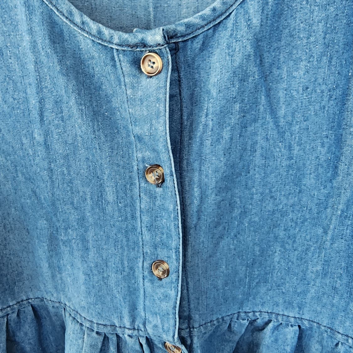 데님 롱 원피스 버튼 스타일 상품이미지4