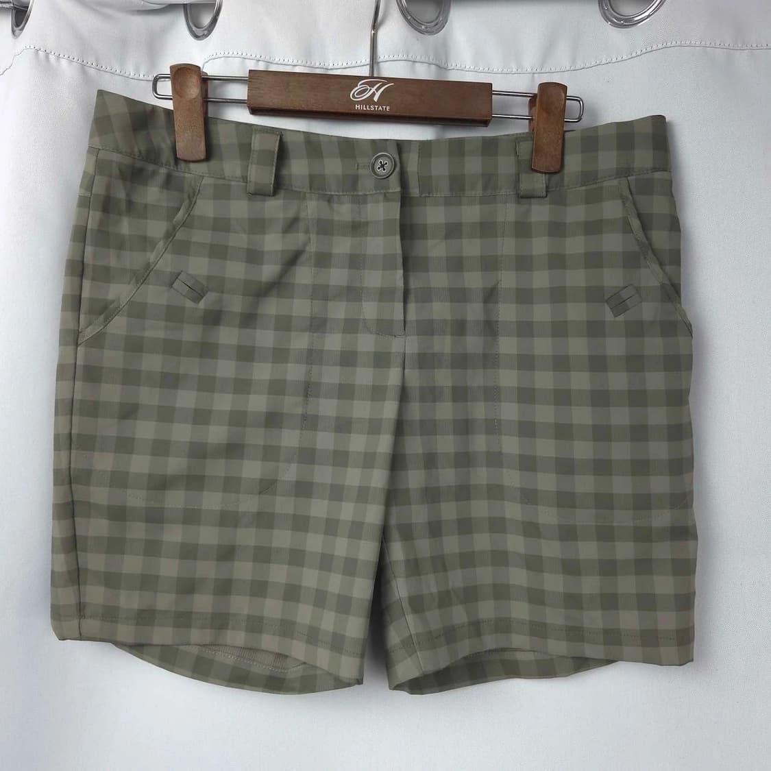 여30 나이키 골프 체크 카키 반바지 상품이미지1