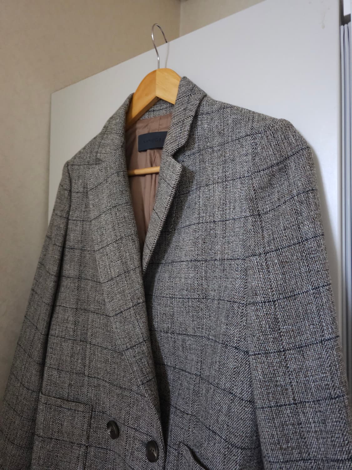 나무그림 체크 패턴 더블 브레스트 자켓 상품이미지2