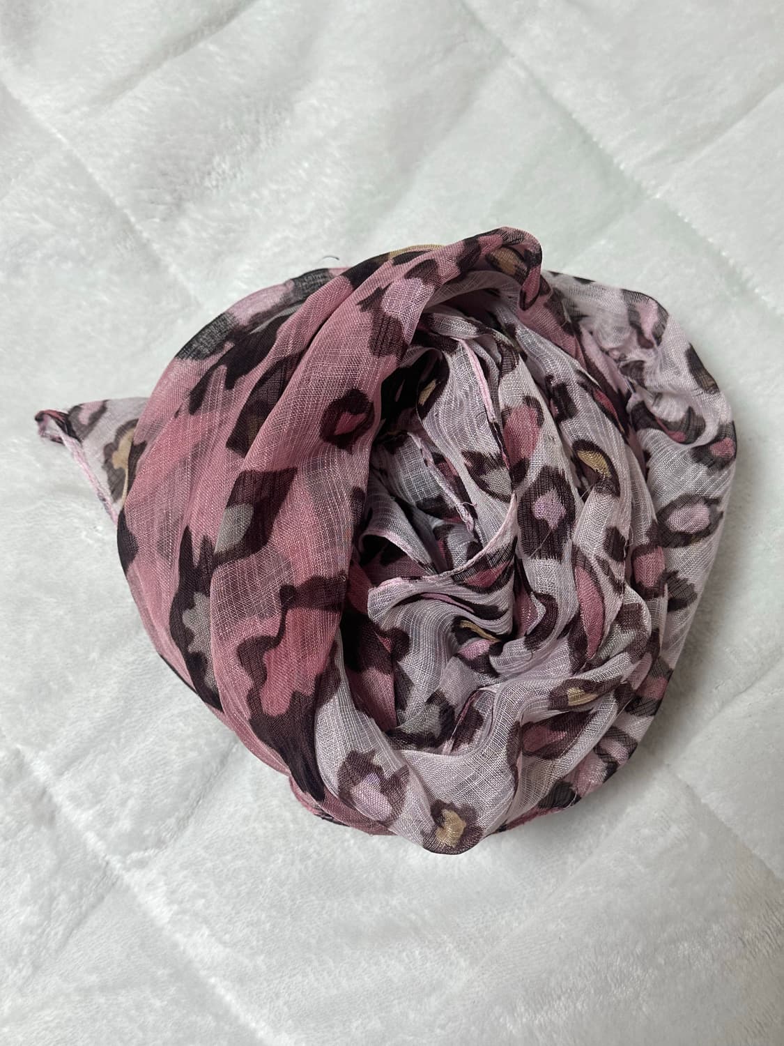 갸루 핑크 호피 쉬폰 스카프  상품이미지2