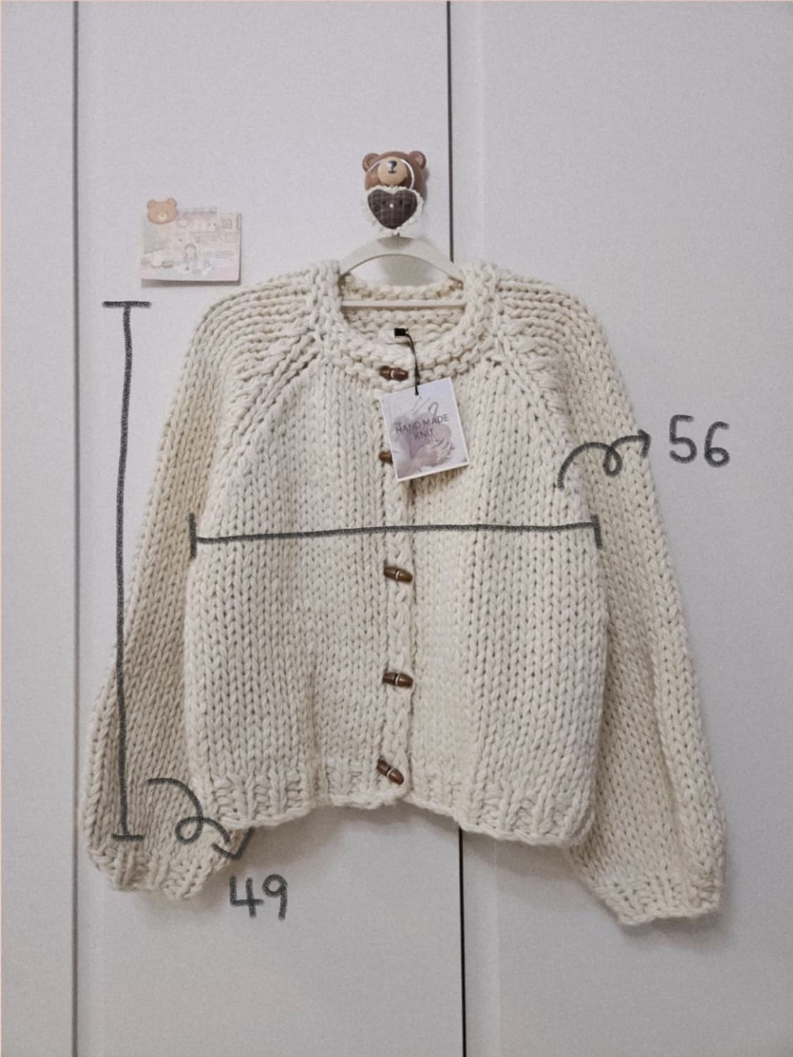 [새상품] 아이보리 핸드메이드 니트 가디건 스웨터 상품이미지10