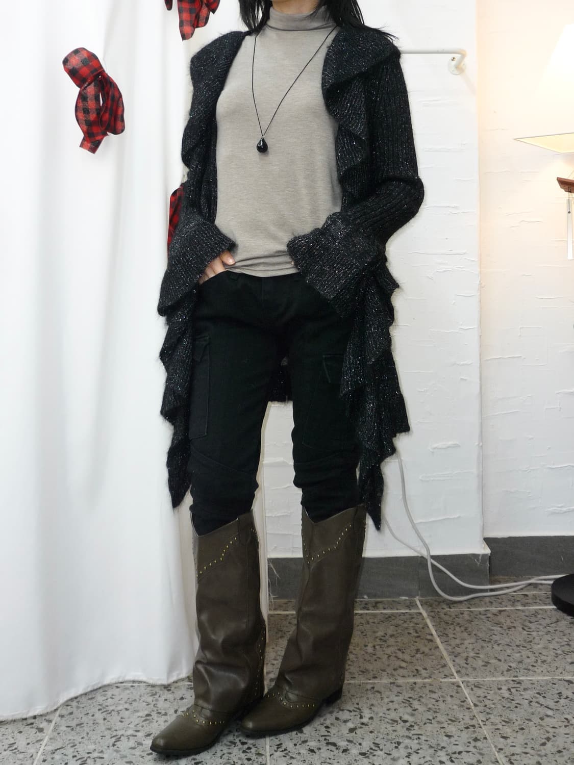 luminous black knit cardigan 상품이미지5