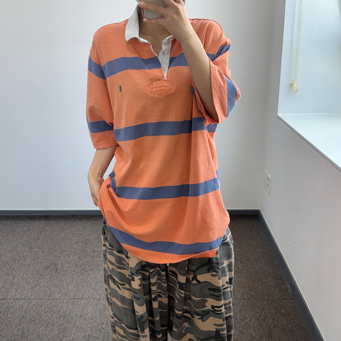 Polo 폴로 그린포니 블루 오렌지 스트라이브 카라 반팔 상품이미지2