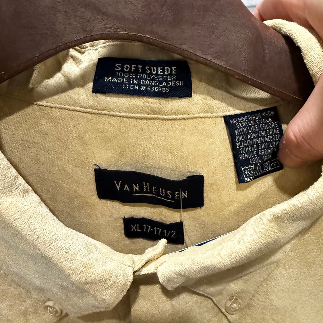 VAN HEUSAEN 반 휴센 웰메이드 스웨이드셔츠 투포켓 디테일 엘로우 상품이미지6