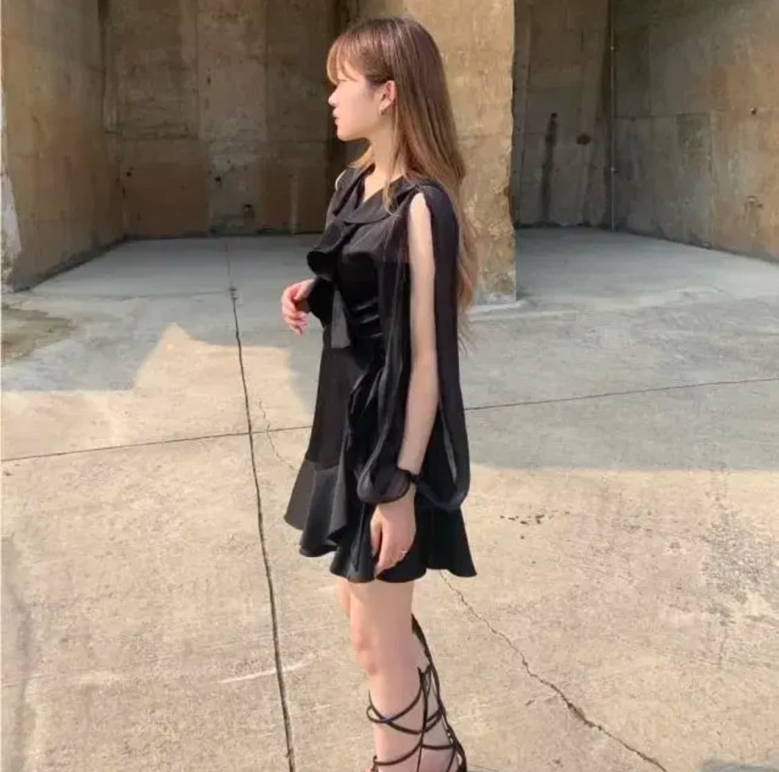 라뇨 체리퀴리 쉬폰 프릴 랩 원피스 1사이즈 상품이미지3