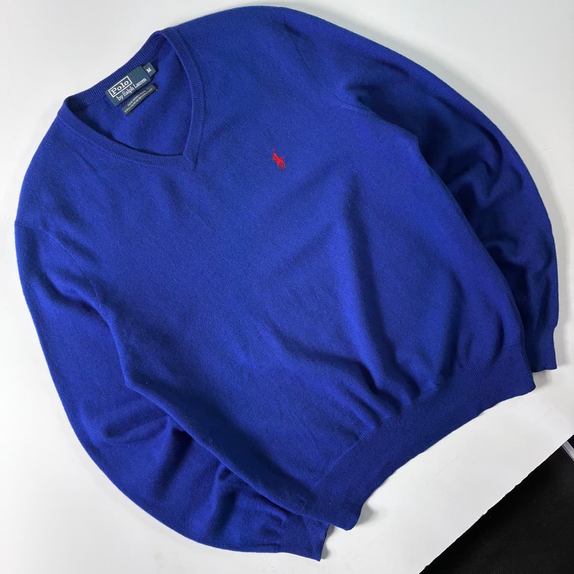 Polo  폴로 랄프로렌 자수 메리노울 블루 브이넥 니트  상품이미지2
