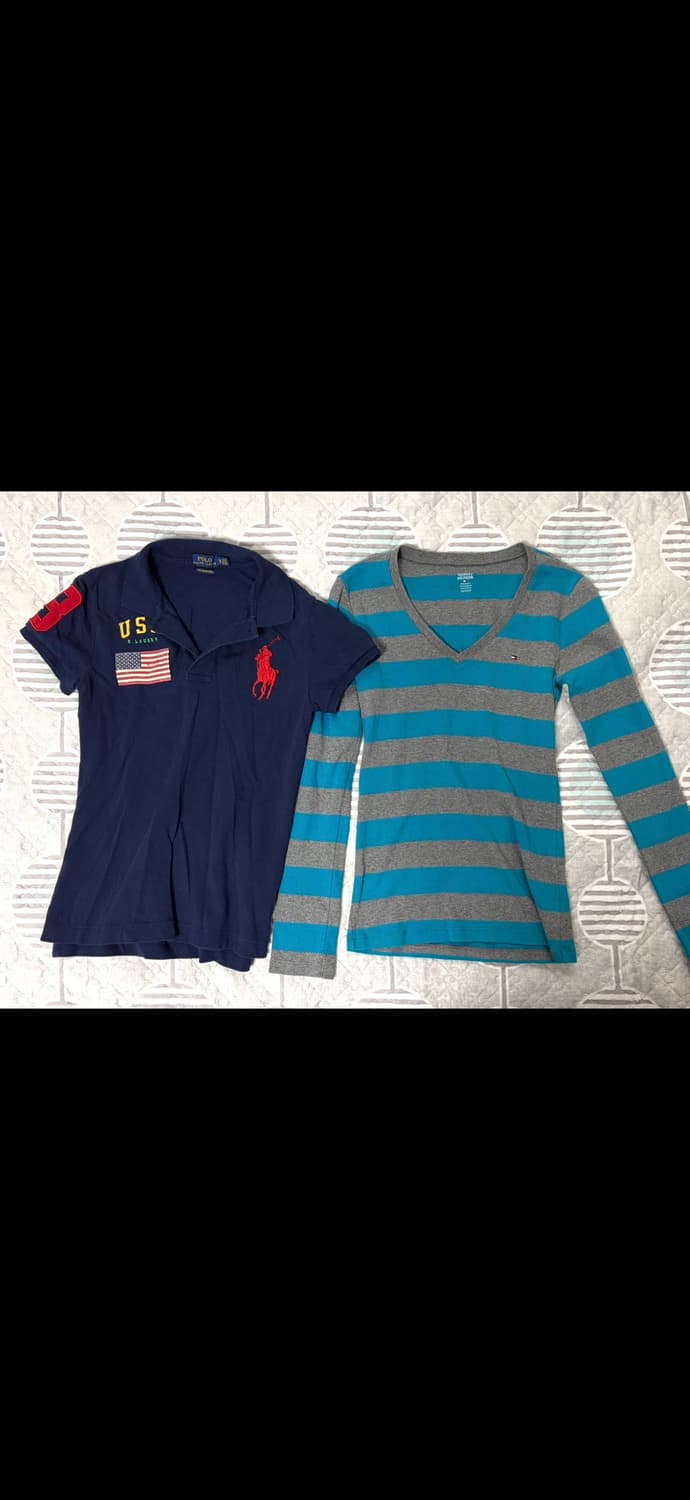 [두개 일괄]폴로 랄프로렌 USA 카라티 타미 힐피거 스트라이프 롱슬리브 상품이미지1