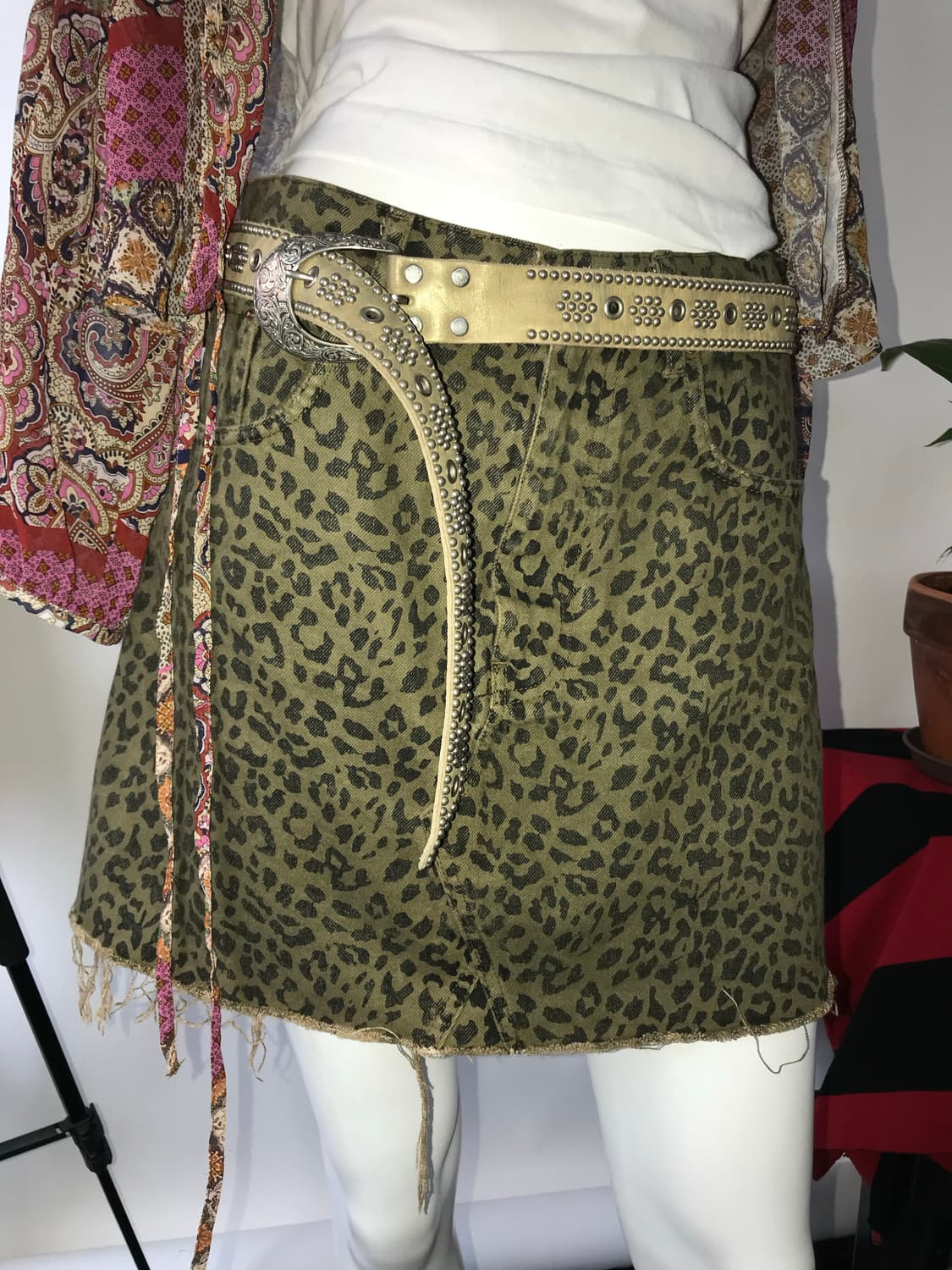 Leopard Pattern Grunge Skirt 상품이미지3