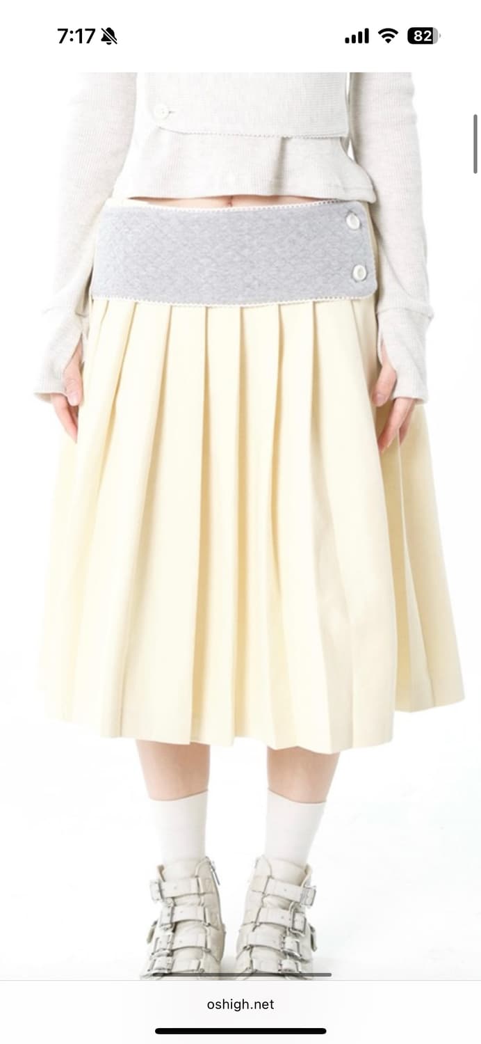 구해요))오스하이band Pleats Skirt BabyYellow!!! 상품이미지1