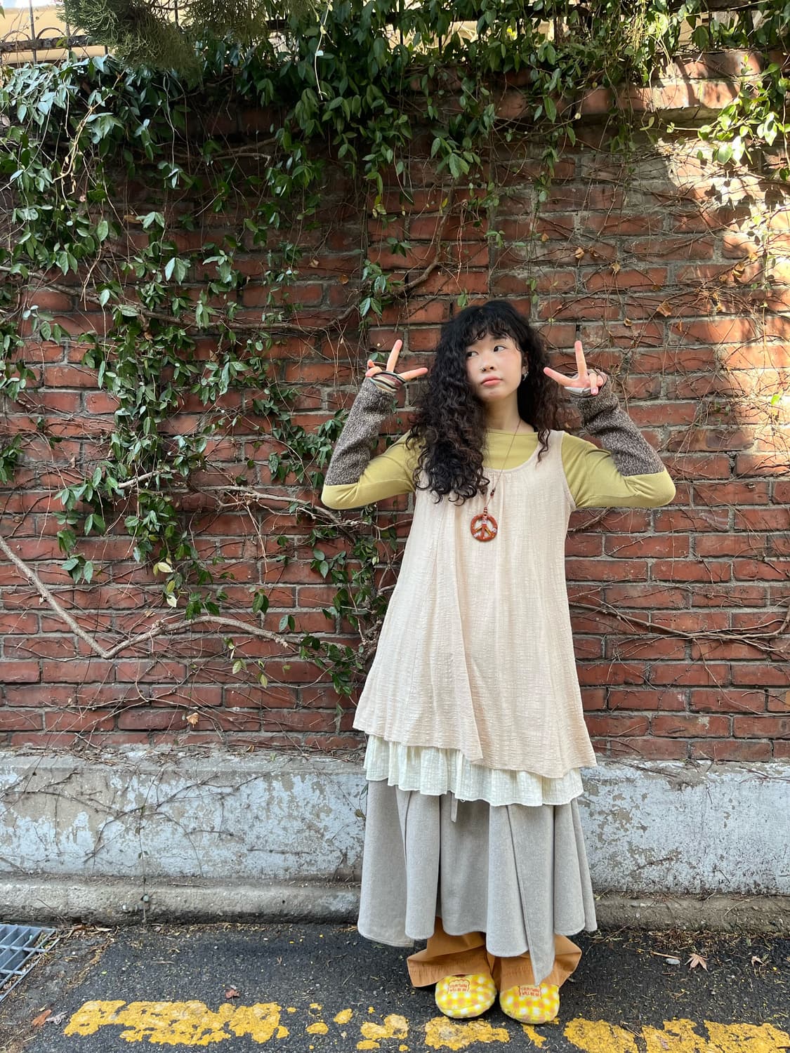 아이보리 레이어드 미디 원피스 상품이미지1