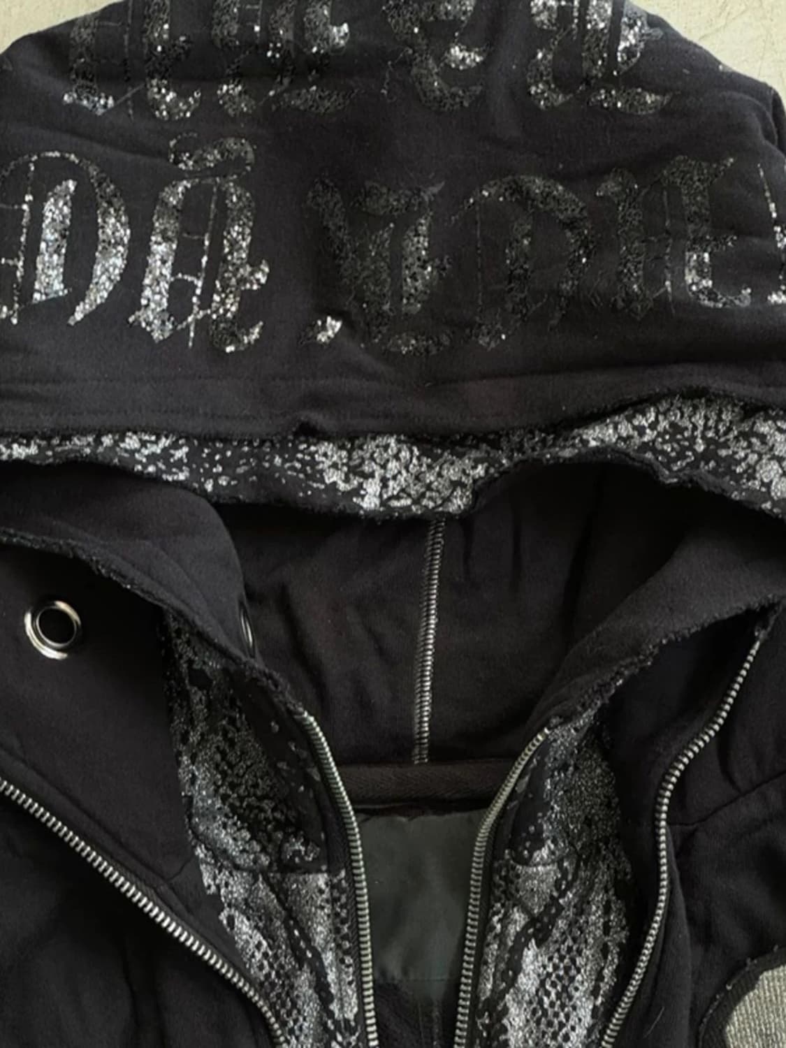 스컬 자수 스트릿 후드 집업 상품이미지2