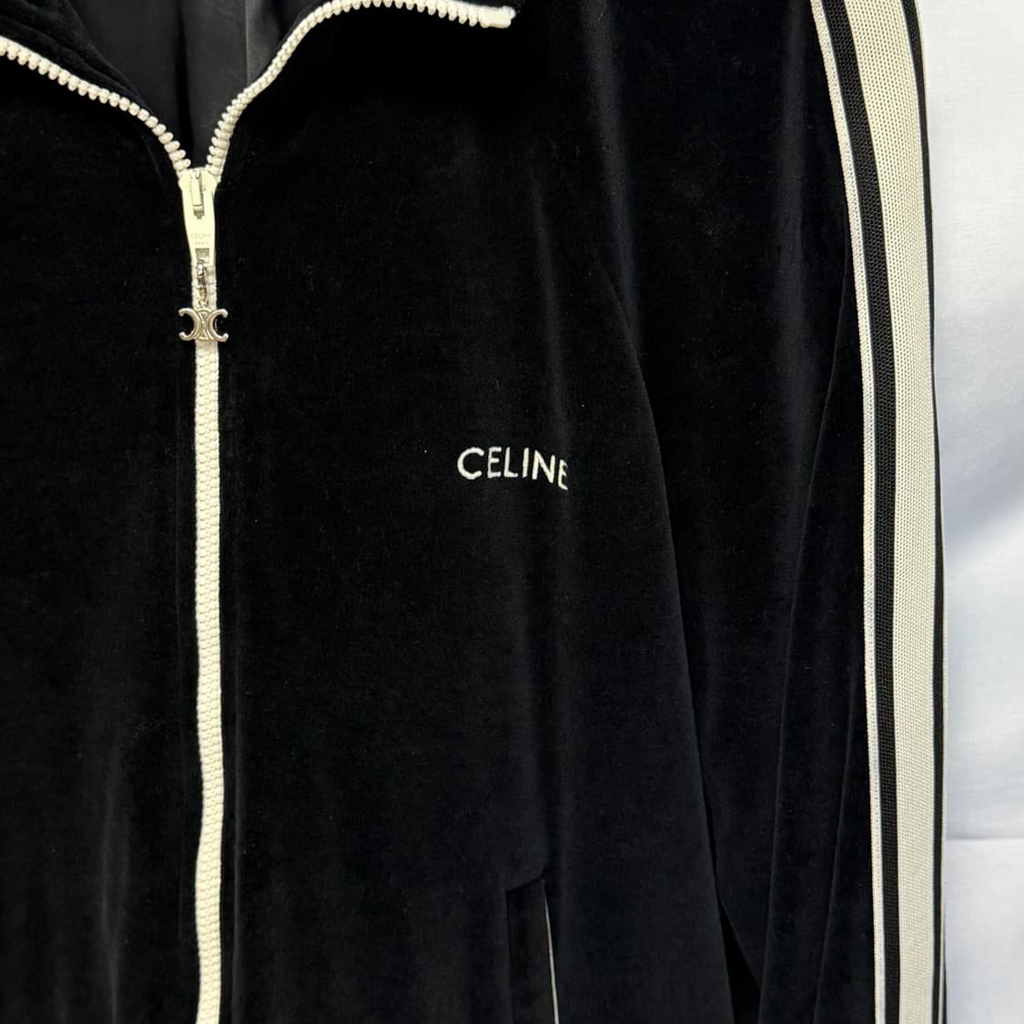 [S+급/S] 셀린느 트리오페 벨벳 트랙 자켓 집업 셋업 블랙 상품이미지3