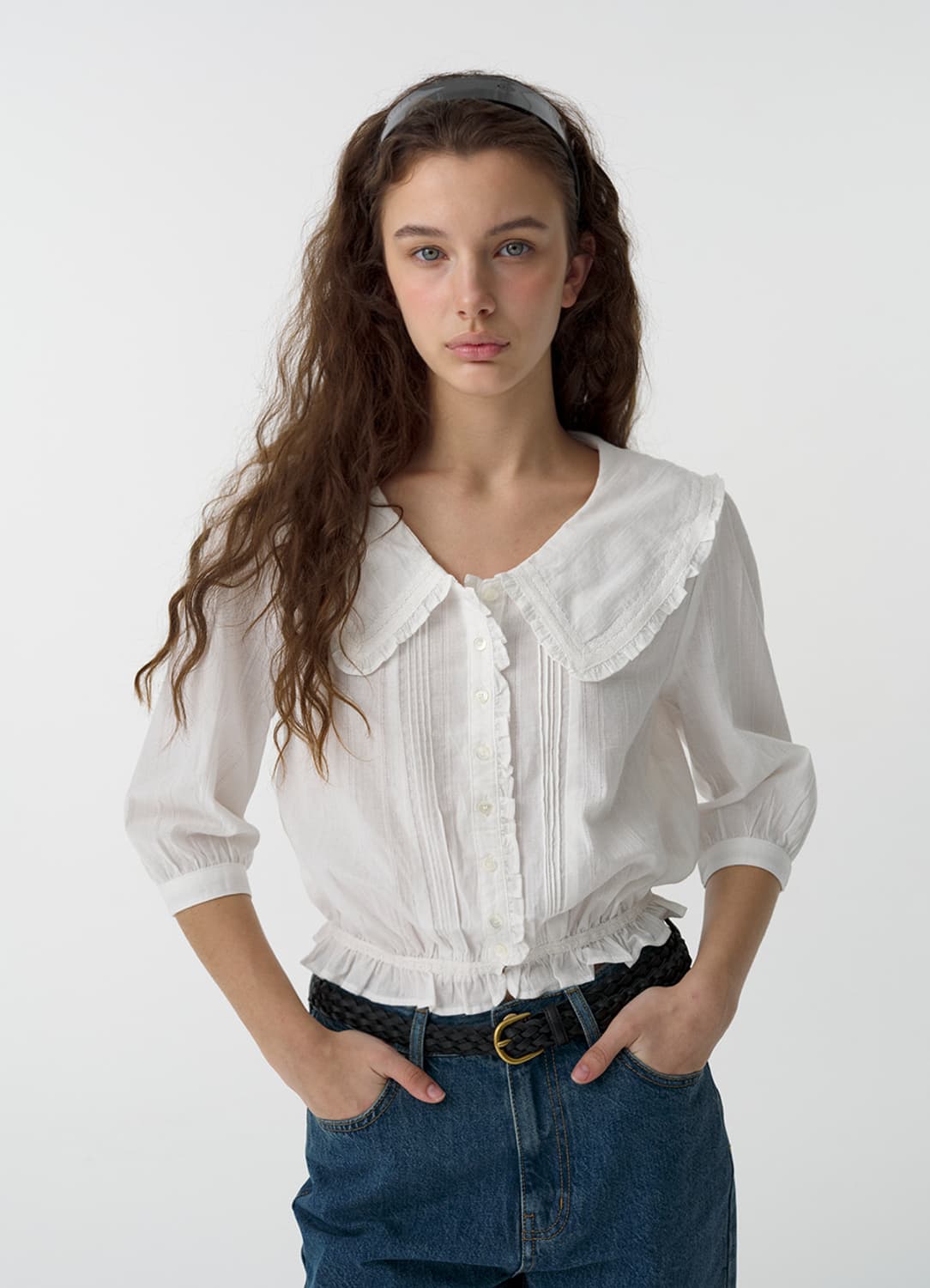 더바넷 cottage ruffle blouse-white  상품이미지1