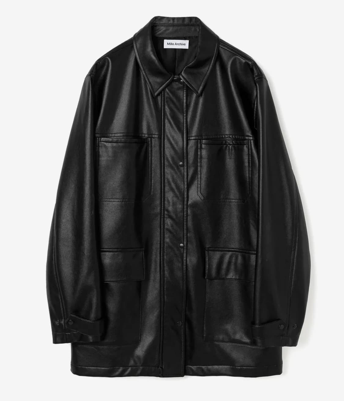 밀로우먼 비건 레더 카 코트 [블랙] 상품이미지1