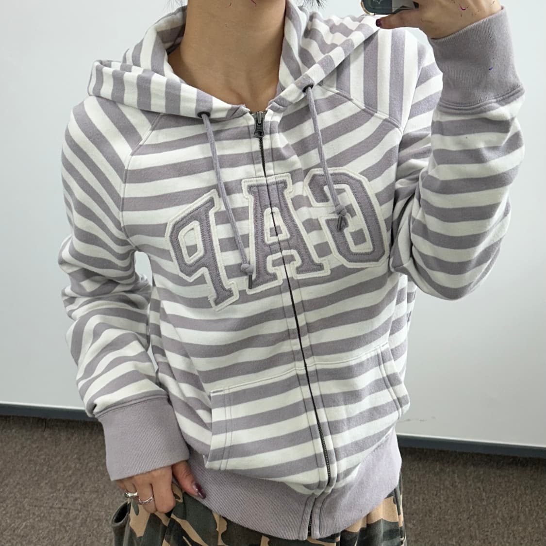 GAP 갭 연보라 스트라이프 후드집업 상품이미지2