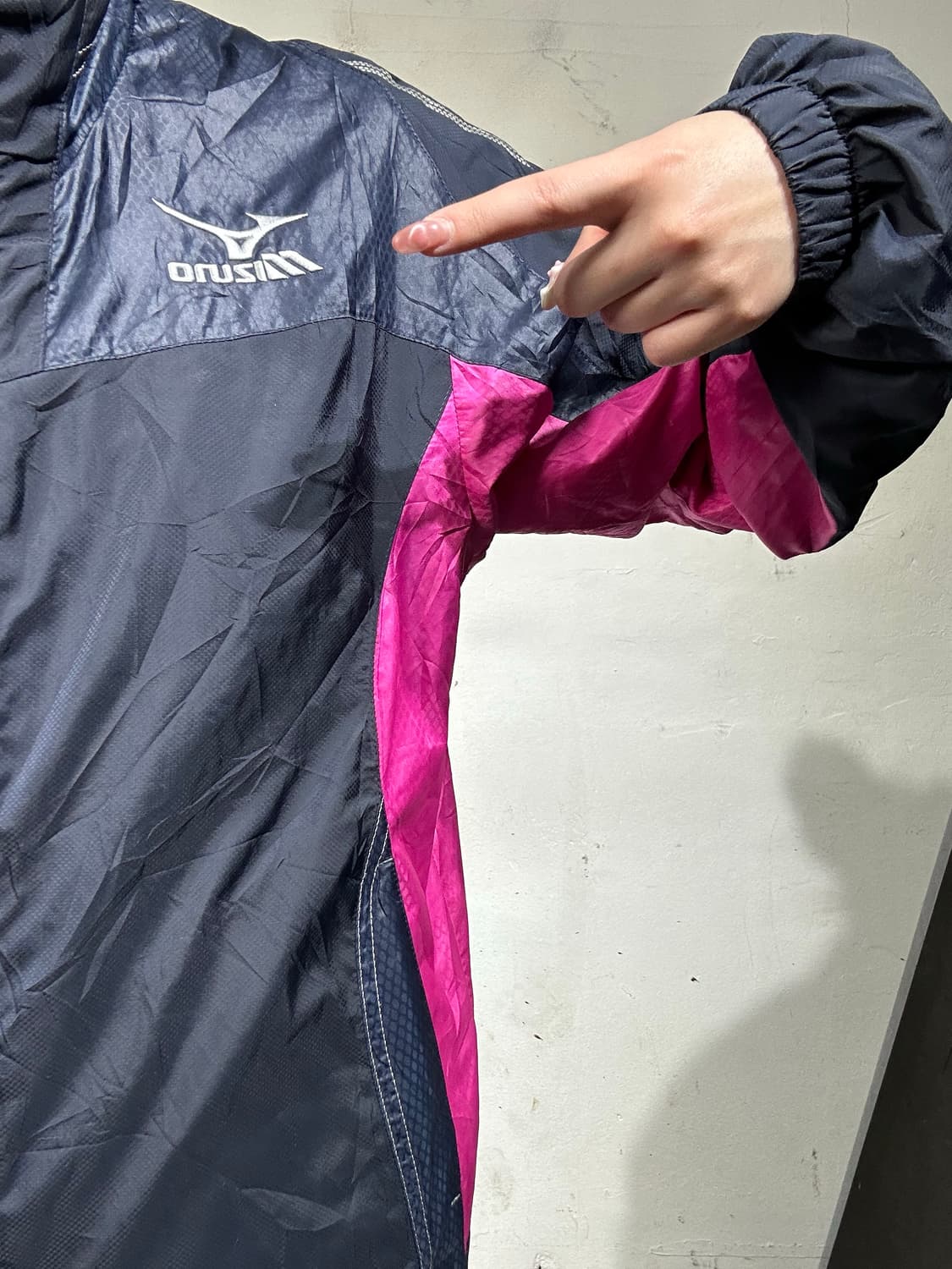 미즈노 네이비 올드스쿨 핑크 오버핏 트랙 자켓 S 상품이미지4