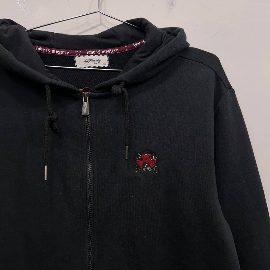 에드하디 하트자수로고 백포인트 오버핏 후드집업 상품이미지1