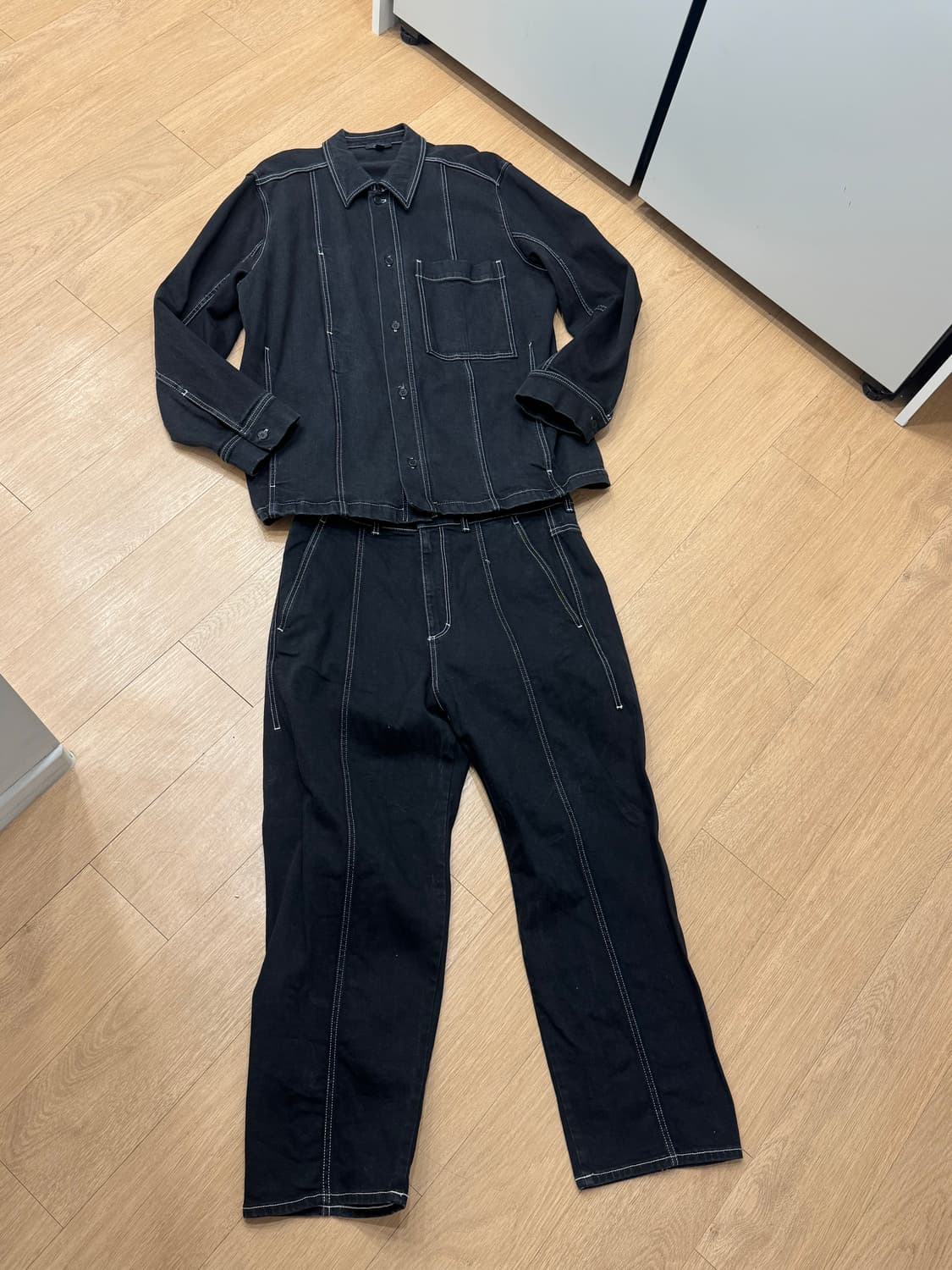 코스 탑스티칭 데님 셋업 (상의L,하의52) 상품이미지3