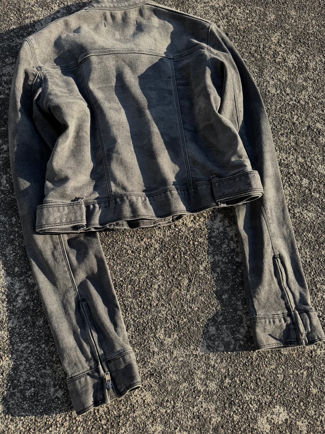 Washed Gray Cropped Rider Jacket 상품이미지4