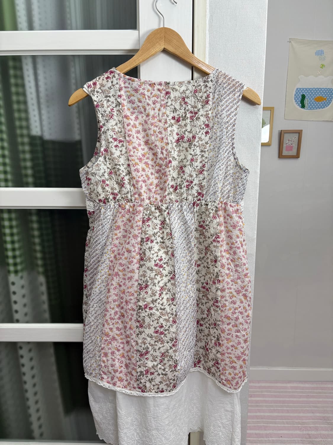 핑크 플라워 패치 슬리브리스 상품이미지6