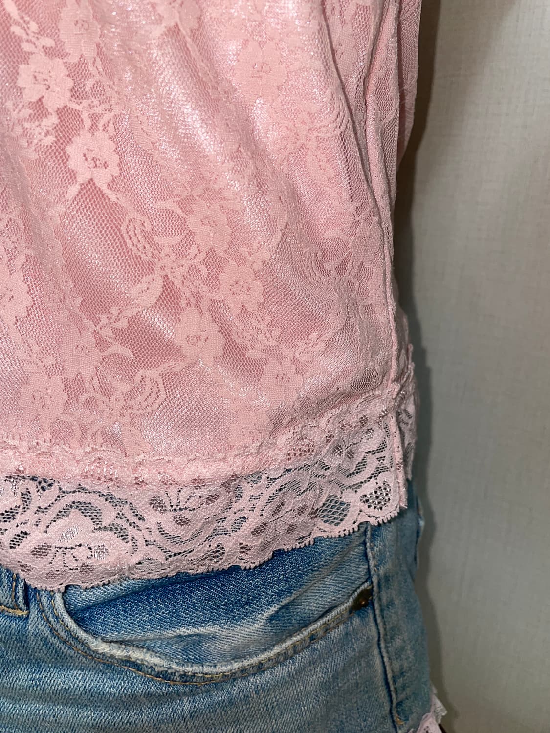 핑크 레이스 리본 탑 갸루 히메 상품이미지5