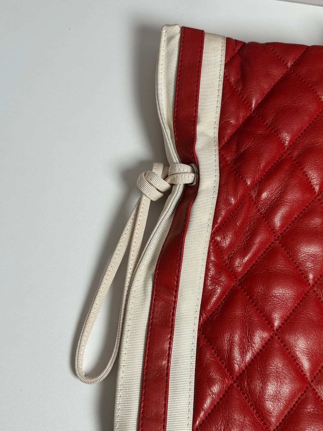 샤넬 레드 & 아이보리 램스킨 퀼팅 쇼퍼백 상품이미지8