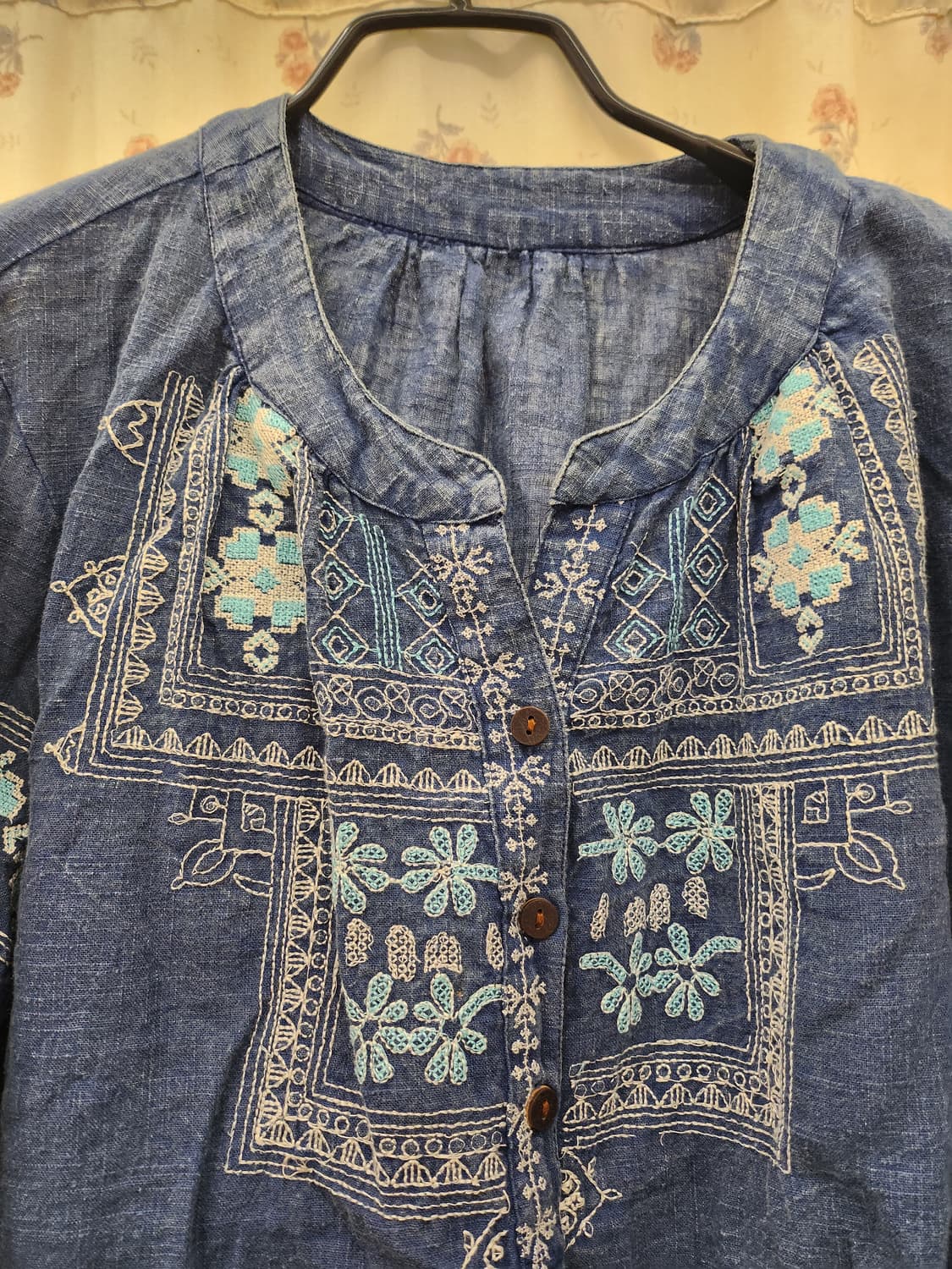 (지구샵)  7부 소매 청히피 블라우스  상품이미지2