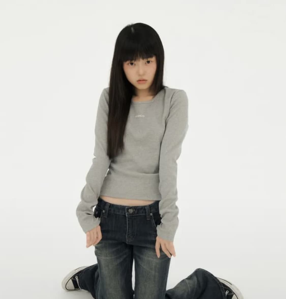 미레코 미니로고 티셔츠 그레이 상품이미지1