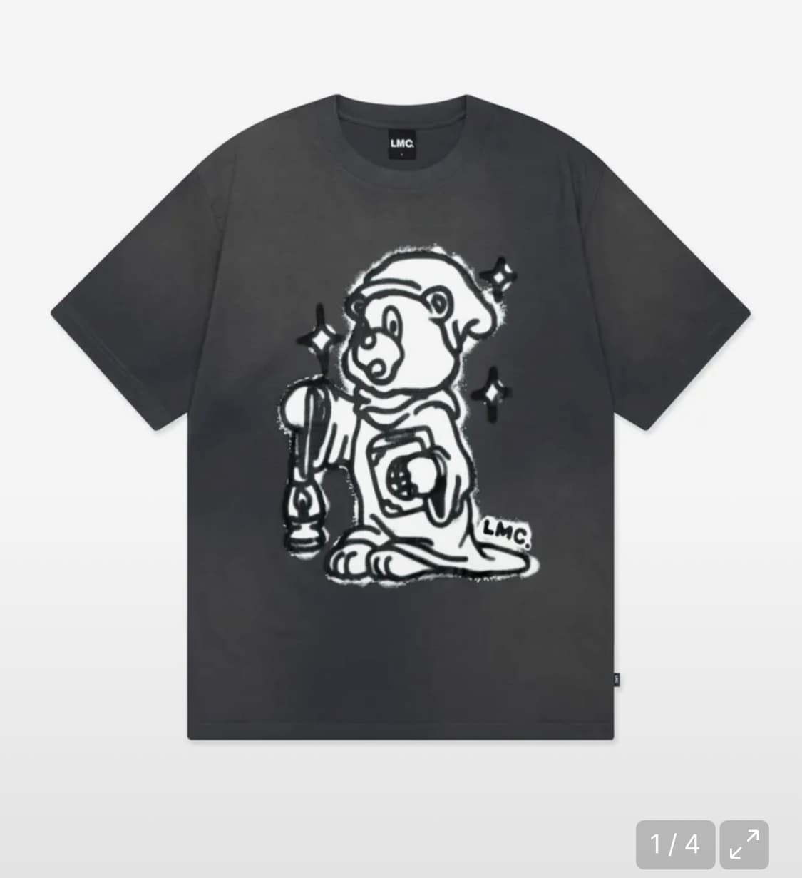 LMC 엘엠씨 BLEACHED SPRAYED BEAR TEE 차콜 상품이미지1