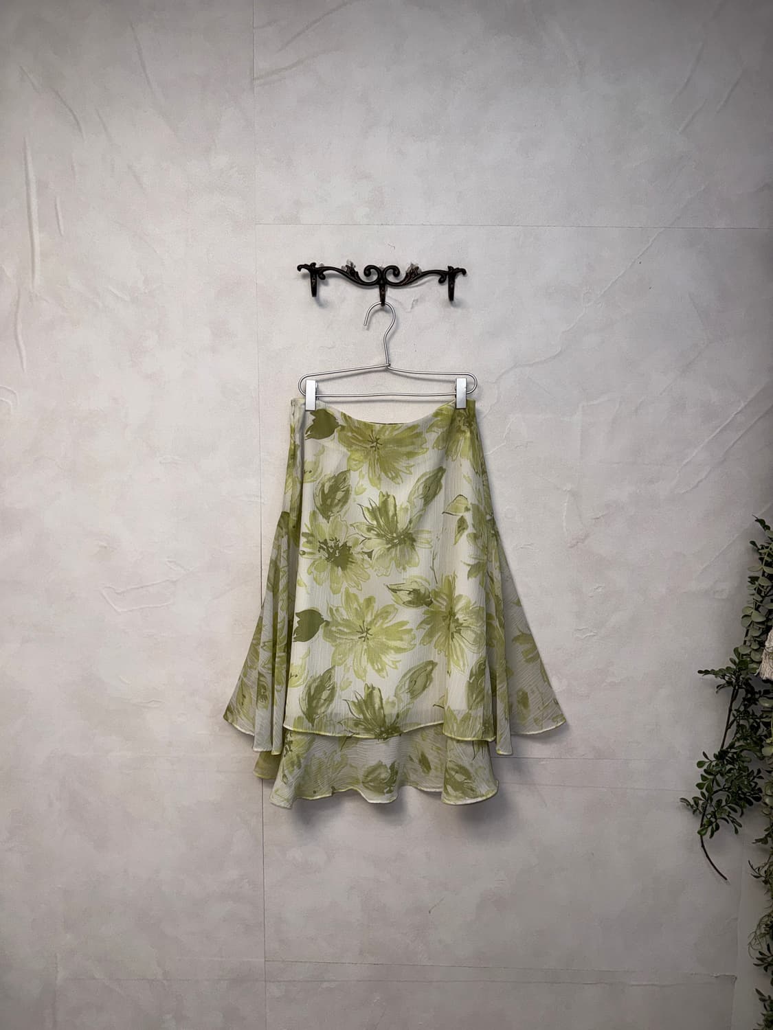 Green floral layered sheer skirt 상품이미지3