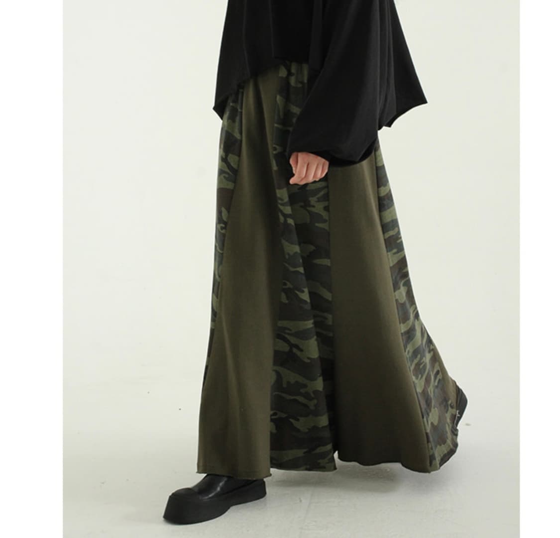 카모 밀리터리 밴딩 코튼 쭈리 롱스커트 롱치마 상품이미지7