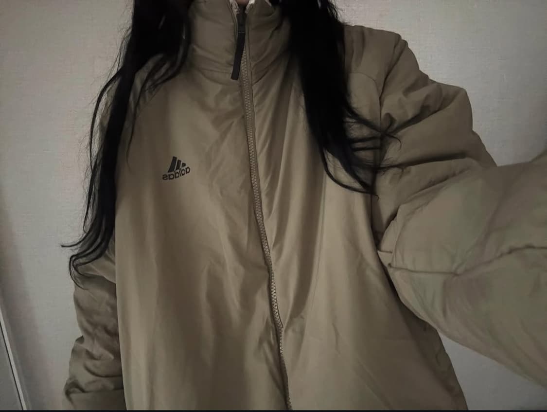 아디다스 카키 빅로고 리버시블 후리스 점퍼 상품이미지1