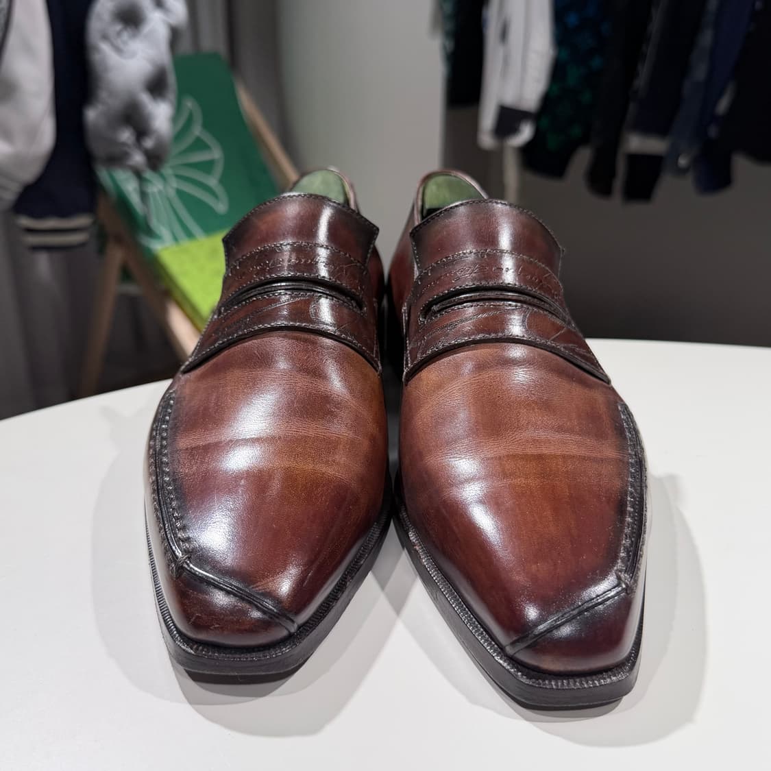 (A/7.5) / 벨루티 앤디 디메져 레더 가죽 로퍼 구두 다크 브라운 상품이미지2