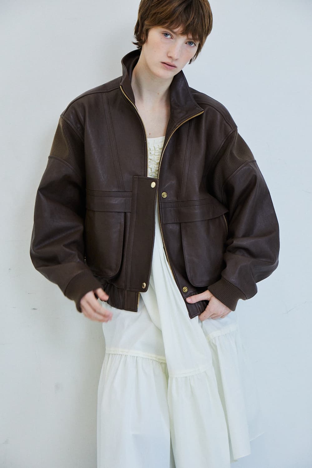 파르벵 콩테 립 레더 점퍼 브라운 상품이미지1