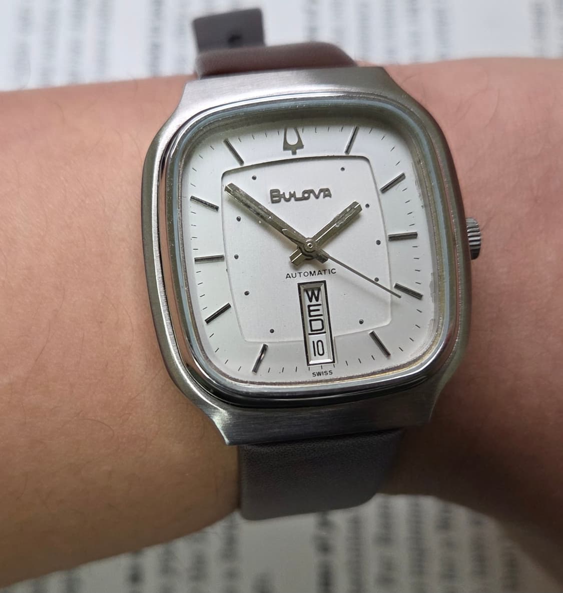 빈티지 부로바 사각탱크형 오리지널 실버판 데이데이트 오토매틱  상품이미지10