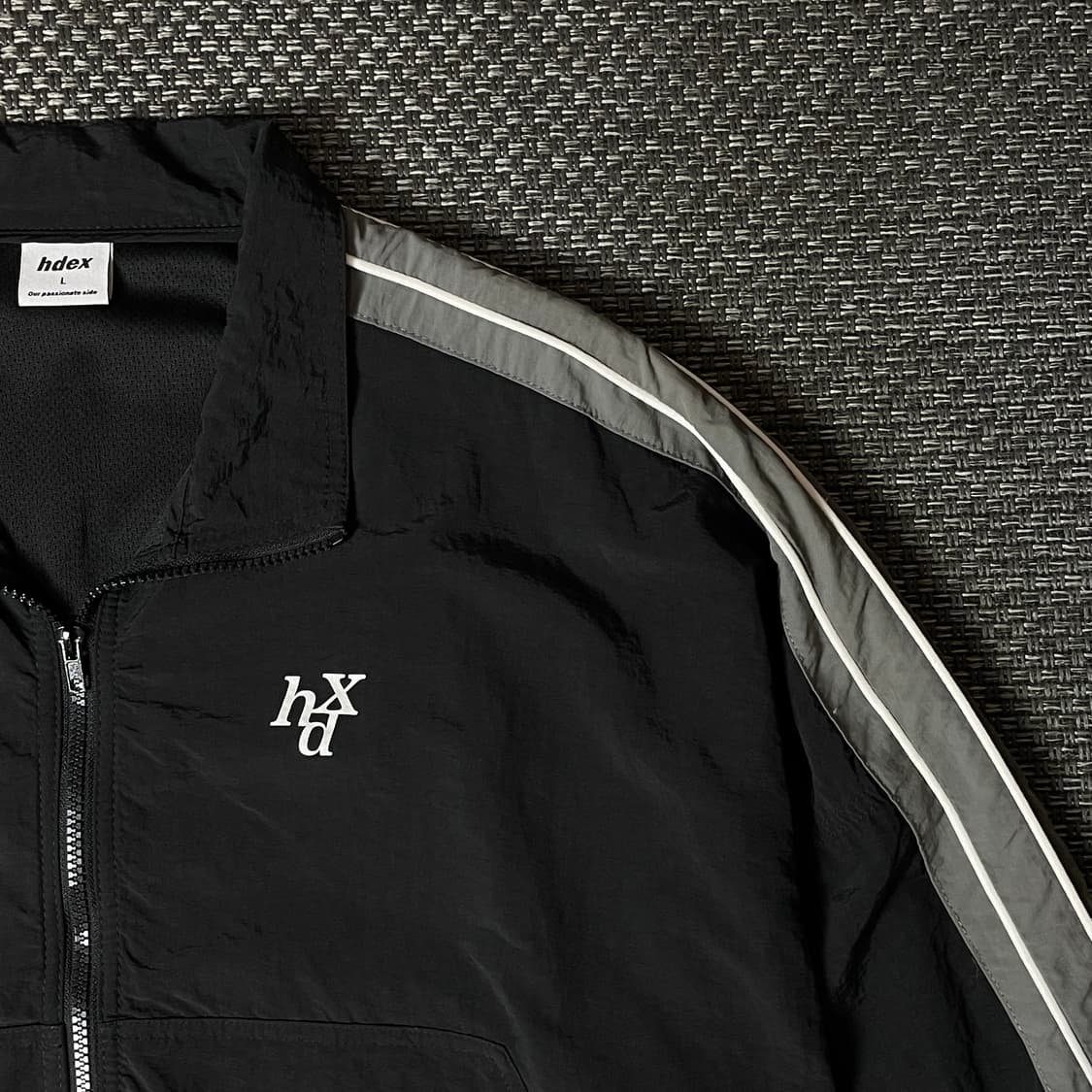 HDEX 블랙 사이드 화이트 라인 로고 바람막이 자켓 L 상품이미지3
