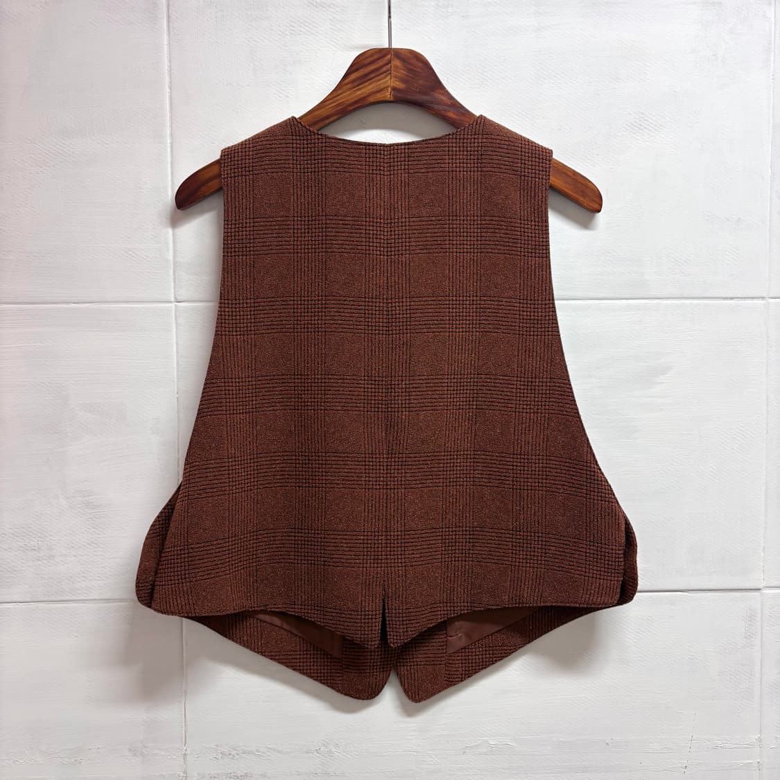 브릭 브라운 체크 사이드 오픈 베스트 JPN 상품이미지4