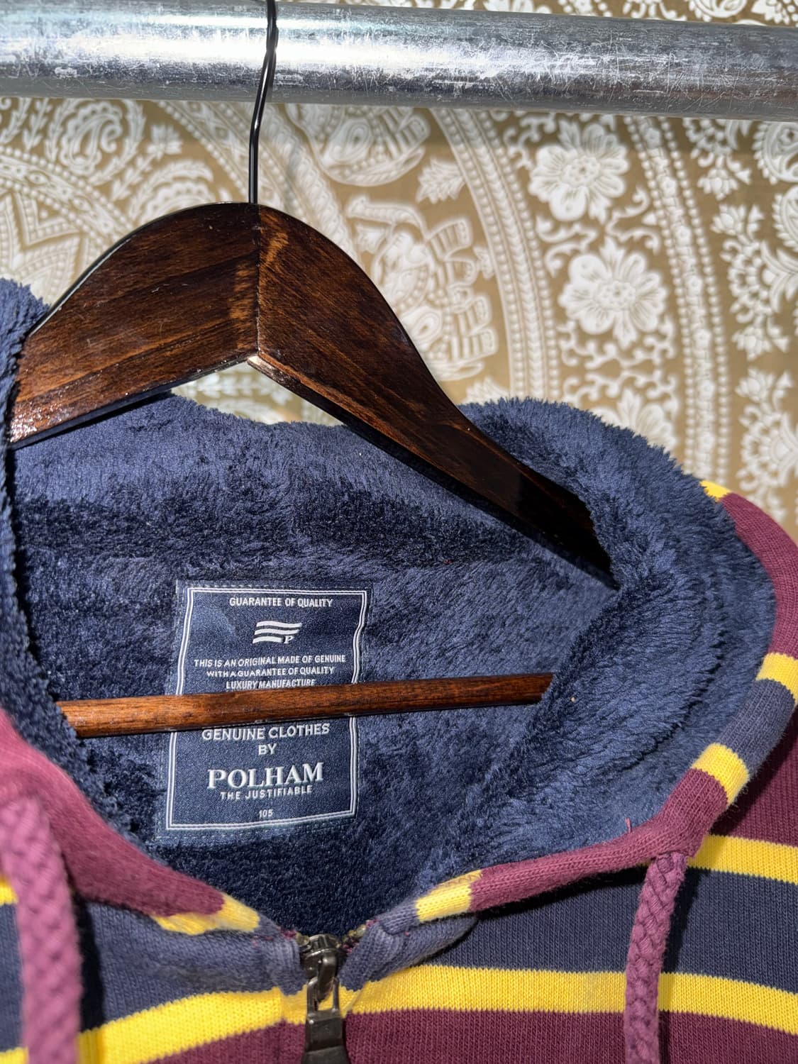 폴햄 스트라이프 양털 기모 후드집업  상품이미지5