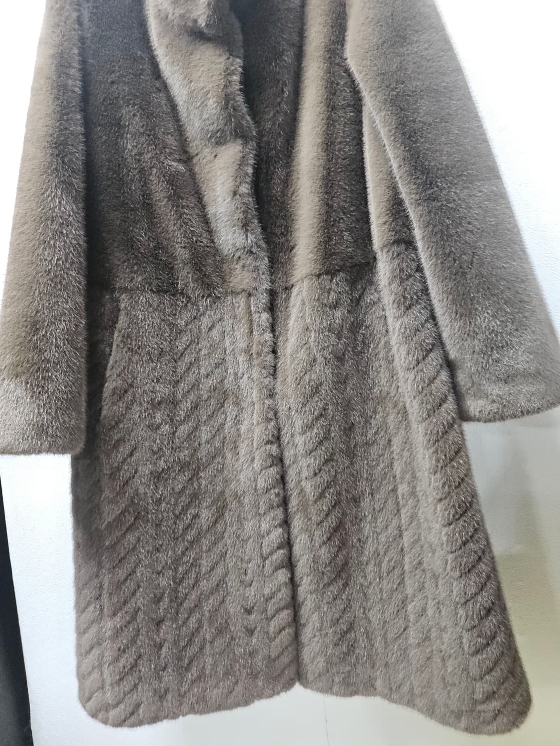 chowoosen  브라운 인조 밍크 롱코트  55 실측가단52 상품이미지2