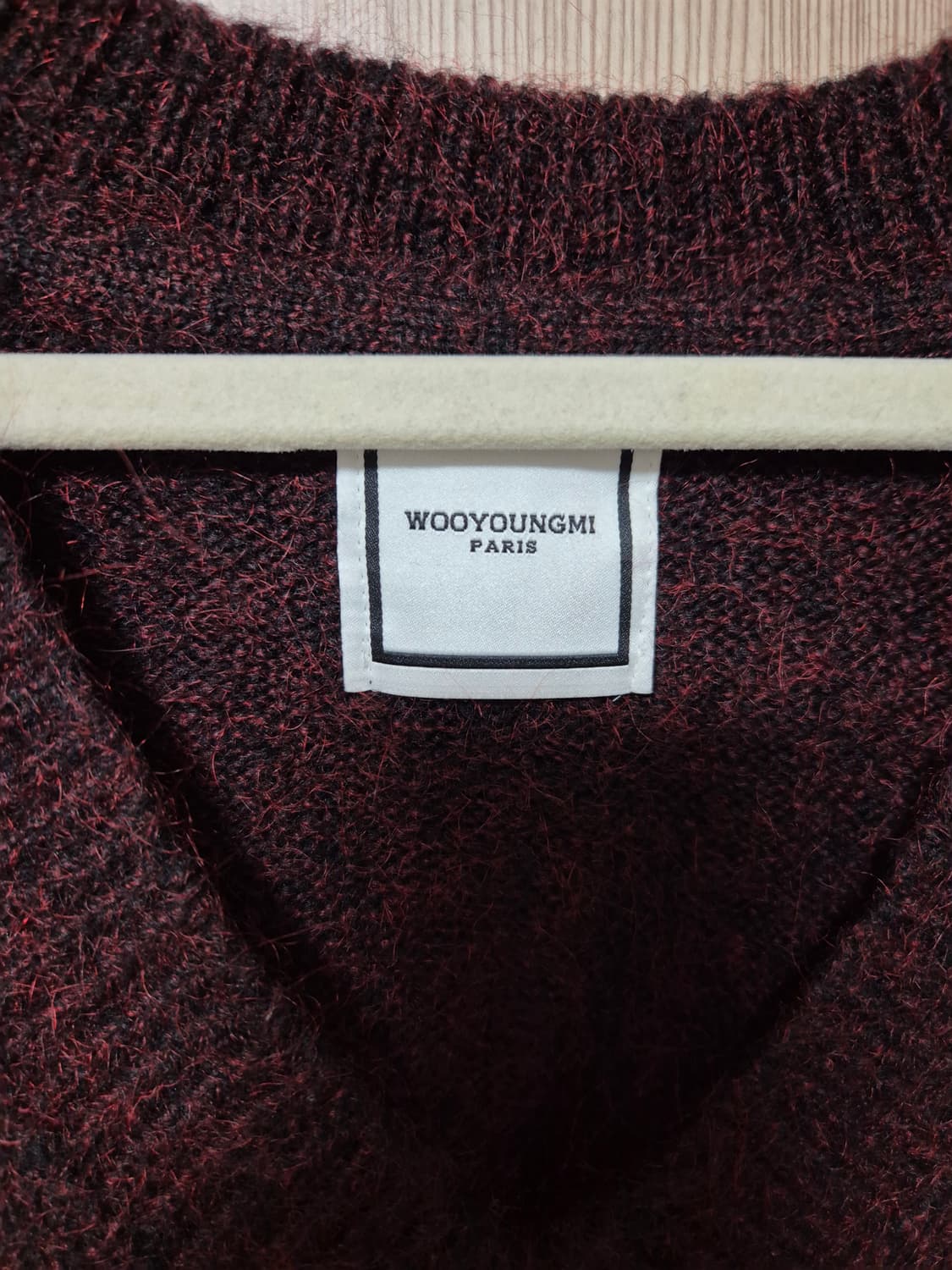 우영미 모헤어 브이넥 니트 버건디 48 상품이미지2