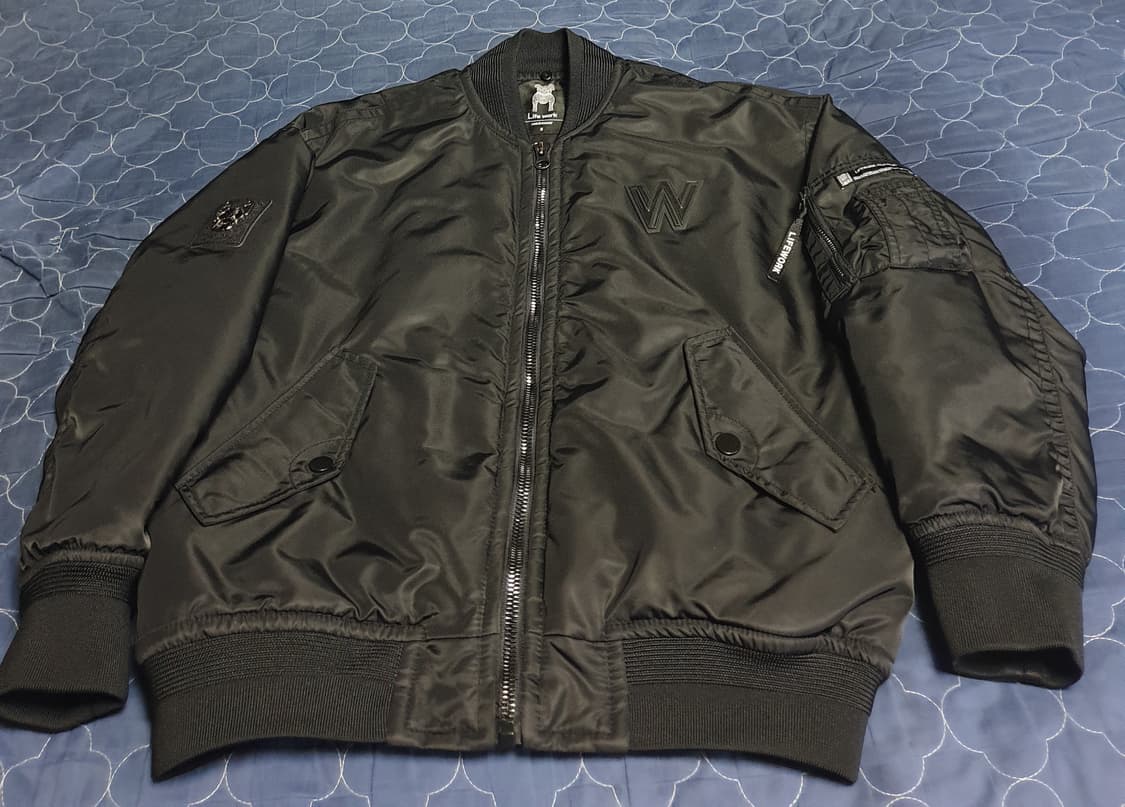 (단종매물) 라이프워크 MA-1 어깨은장 풀오버 항공점퍼 블랙 (S) 상품이미지3