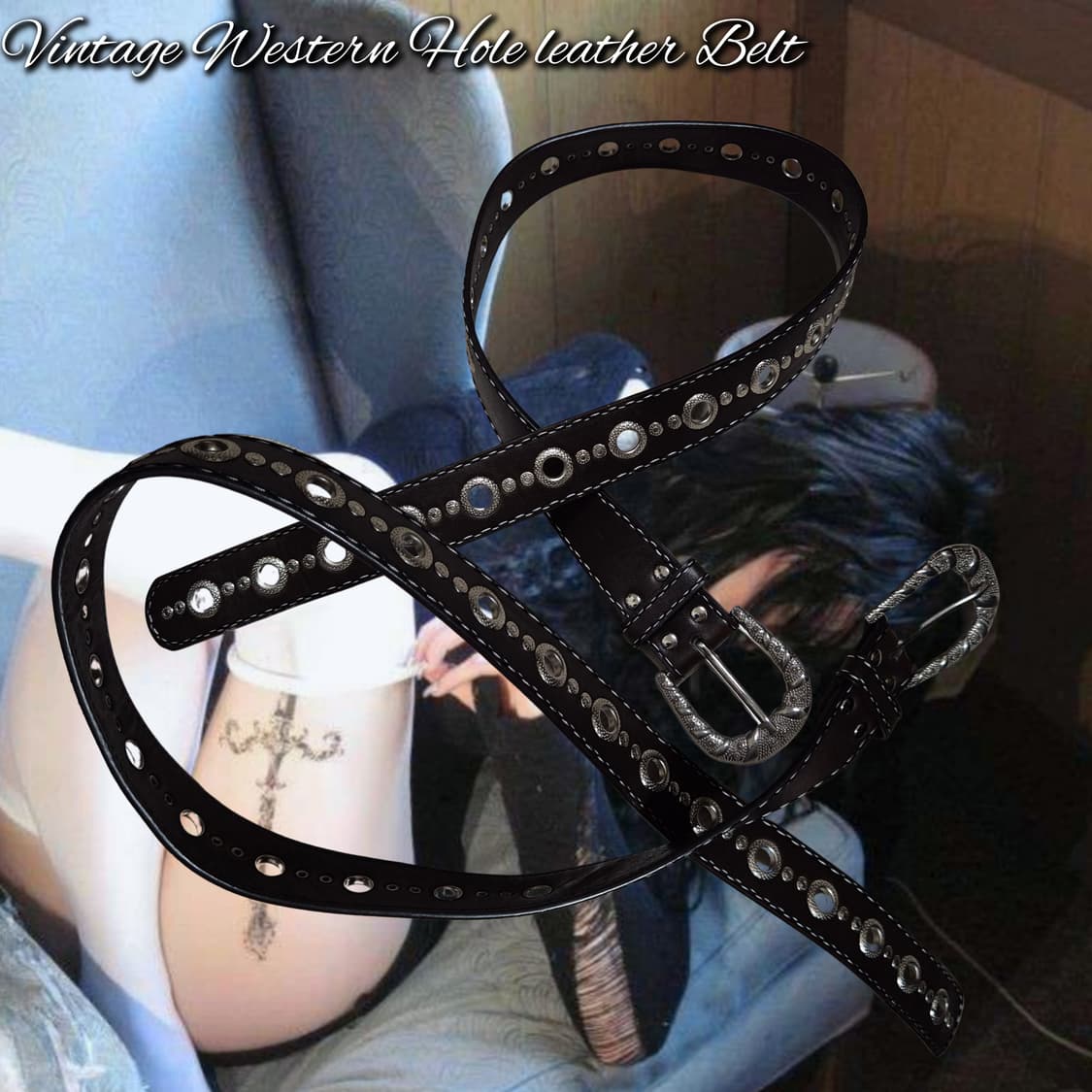 Vintage Western Hole leather Belt 상품이미지1