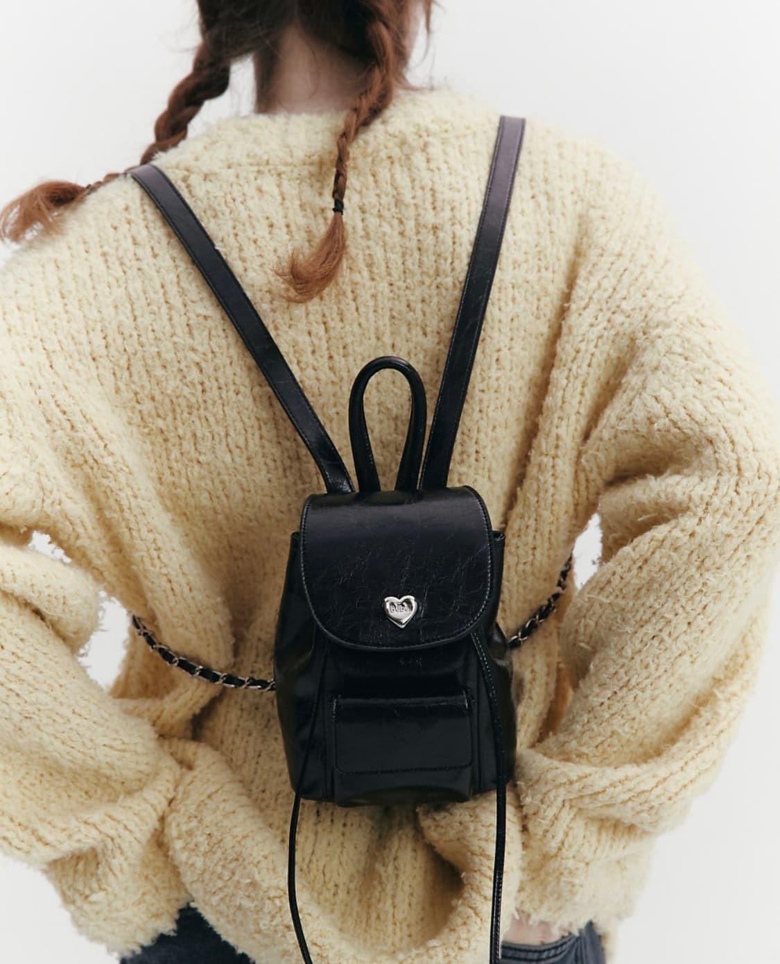 [NOIRNINE] Bébé Chain Leather Backpack 상품이미지3