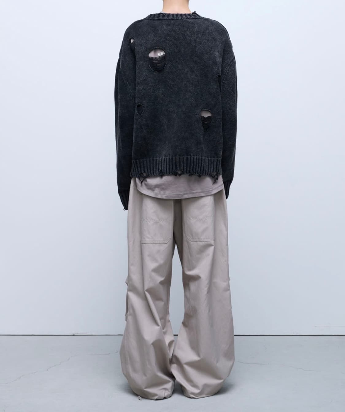 etce 디스트로이드 워시드 니트 블랙 L사이즈 상품이미지3