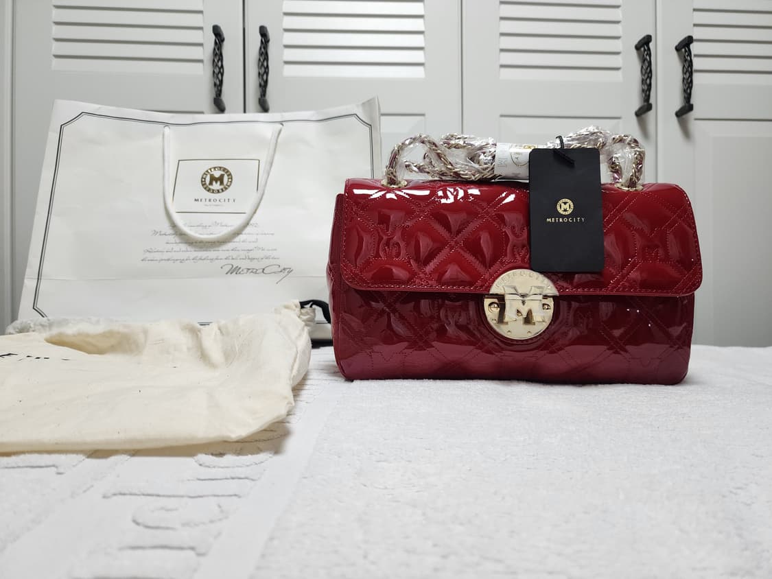 메트로시티 페이던트 리얼 가죽 핸드백 새상품 상품이미지4