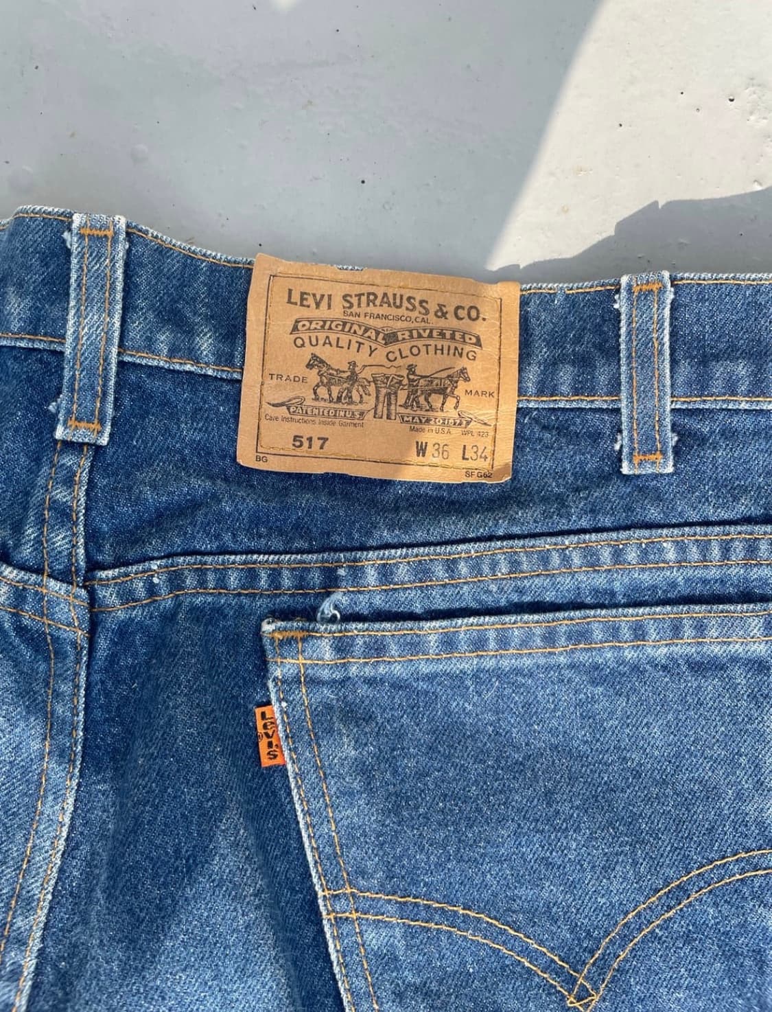 [36x34] 80's 리바이스 517 오렌지택 부츠컷 데님 상품이미지3