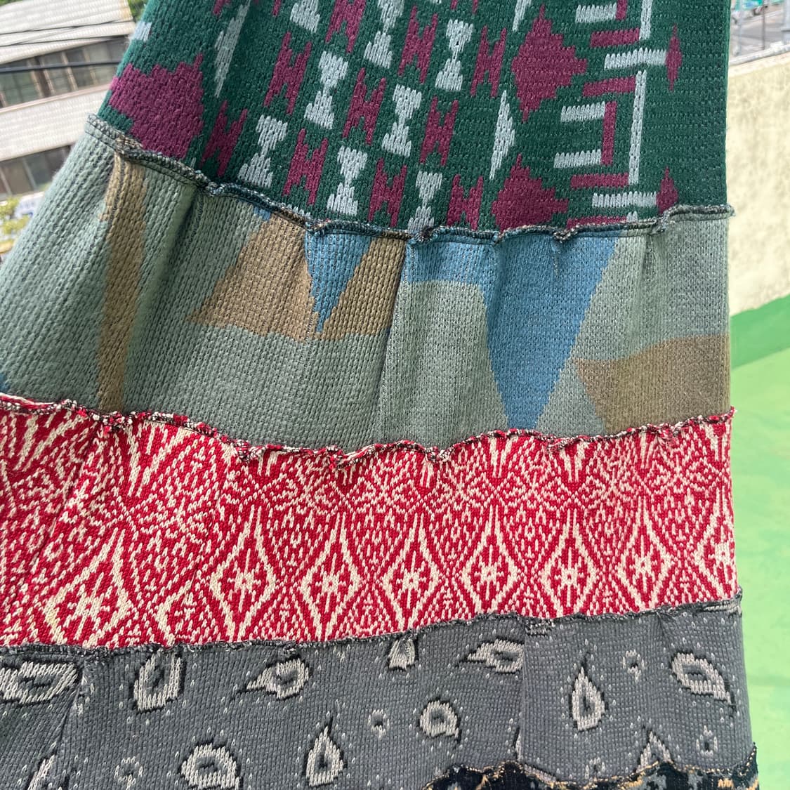 Vinatage Patchwork Knit maxi skirt 상품이미지2