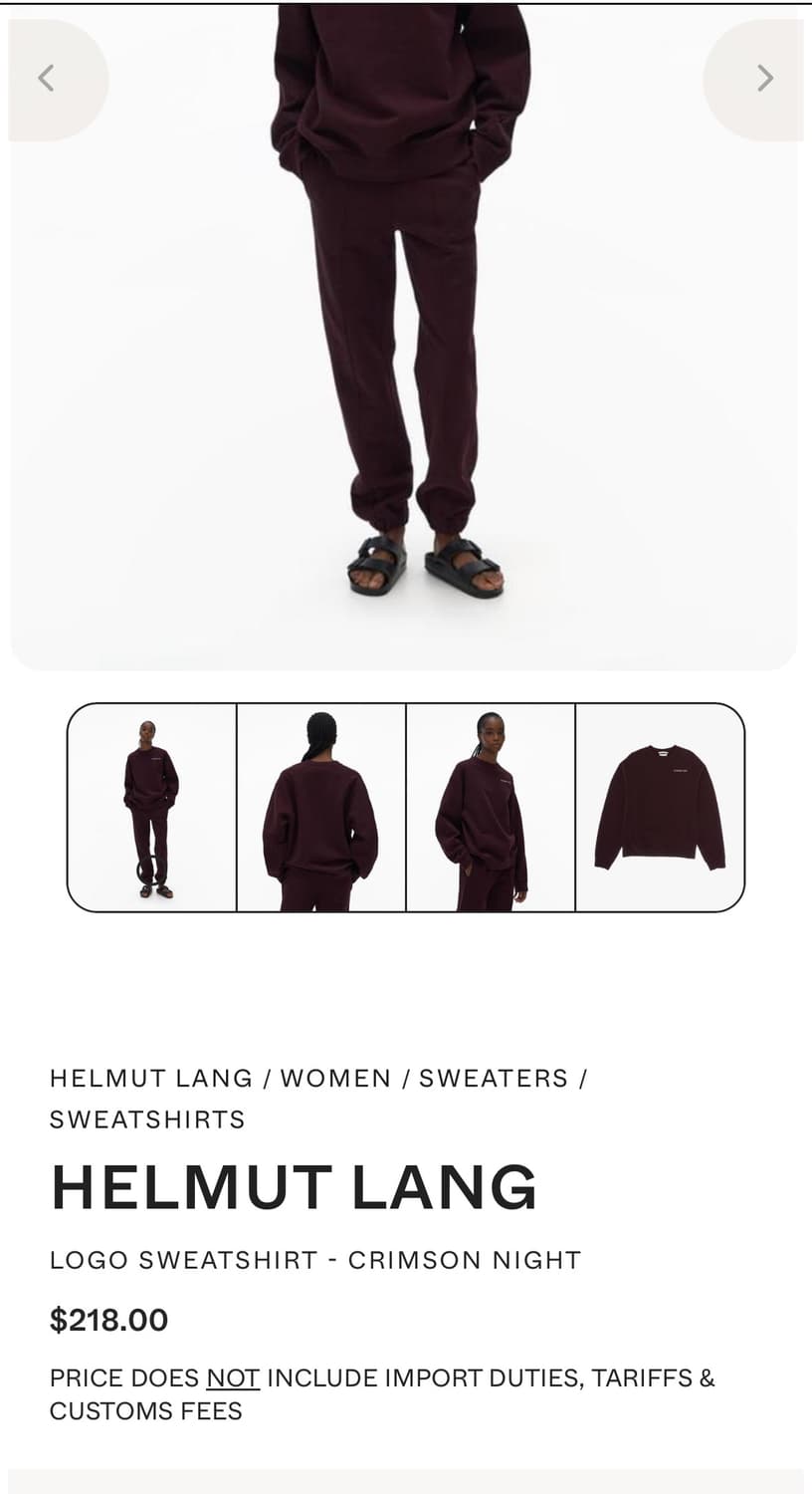 헬무트 랭 자수 로고 스웻 셔츠 크림슨 나이트 상품이미지10